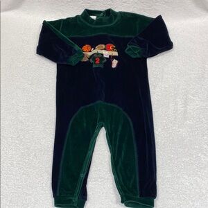 Samara velour sport Kids navy Green One Piece Sports Design romper jumpsuit 24m